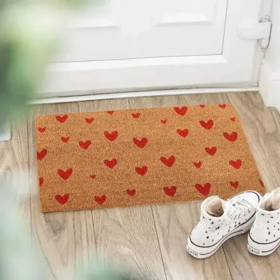 Rugs - Natural Red Love Heart Doormat - SOMETHING DIFFERENT WHOLESALE EUROPE BV