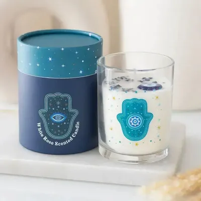 Objets de décoration - Bougie Main de Hamsa Rose Blanche avec Cristaux - SOMETHING DIFFERENT WHOLESALE EUROPE BV