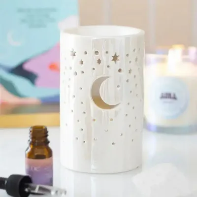 Senteurs - Brûleur à huile et chauffe-cire en forme de pilier de lune blanc irisé - SOMETHING DIFFERENT WHOLESALE EUROPE BV