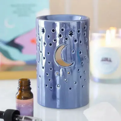 Scents - Iridescent Purple Moon Pillar Oil Burner and Wax Warmer - SOMETHING DIFFERENT WHOLESALE EUROPE BV