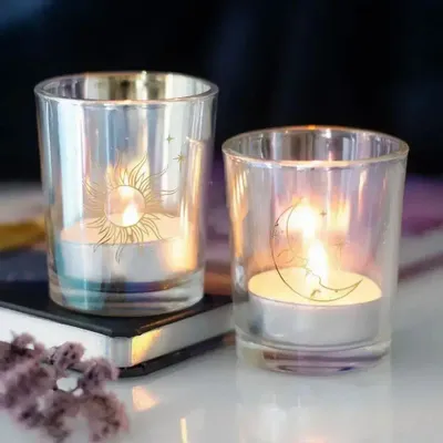 Bougeoirs et photophores  - Bougeoirs votifs irisés soleil et lune - SOMETHING DIFFERENT WHOLESALE EUROPE BV