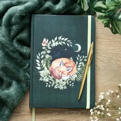Stationery - Green Sleeping Fox A5 Notebook - SOMETHING DIFFERENT WHOLESALE EUROPE BV
