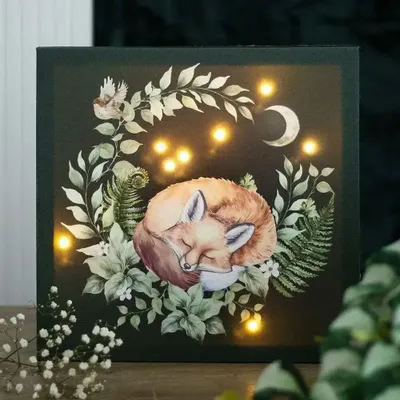 Decorative objects - Sleeping Fox Light Up Canvas Plaque - SOMETHING DIFFERENT WHOLESALE EUROPE BV