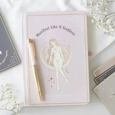 Stationery - Goddess Energy A5 Manifestation Journal and Rose Quartz Crystal Pen - SOMETHING DIFFERENT WHOLESALE EUROPE BV