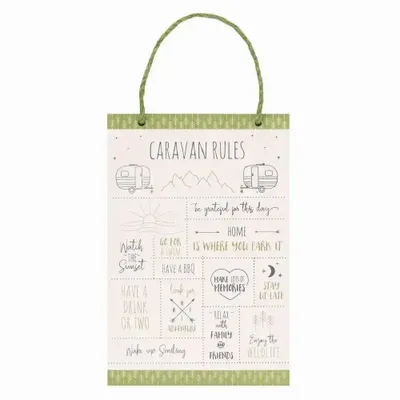 Panneaux séparateurs - Panneau suspendu « Règles de caravane Happy Camper » de 30 cm - SOMETHING DIFFERENT WHOLESALE EUROPE BV