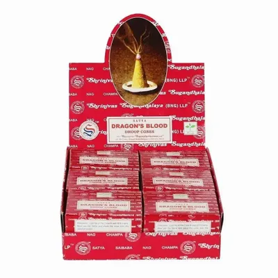 Scents - Set of 12 Dragons Blood Dhoop Incense Cones by Satya (6/30) - SOMETHING DIFFERENT WHOLESALE EUROPE BV