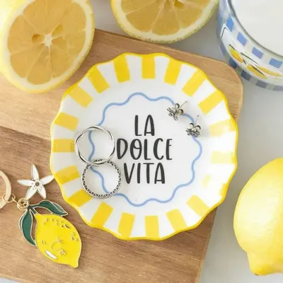 Jewelry - Yellow Striped La Dolce Vita Trinket Dish - SOMETHING DIFFERENT WHOLESALE EUROPE BV