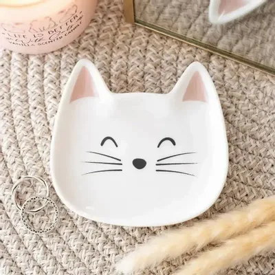 Jewelry - White Cat Face Trinket Dish - SOMETHING DIFFERENT WHOLESALE EUROPE BV