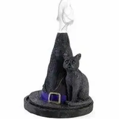 Decorative objects - Witch Hat With Cat Incense Cone Holder - SOMETHING DIFFERENT WHOLESALE EUROPE BV