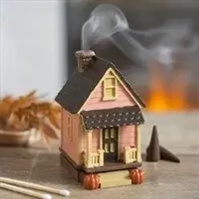 Decorative objects - Pink House Incense Cone Burner with Pumpkins - SOMETHING DIFFERENT WHOLESALE EUROPE BV