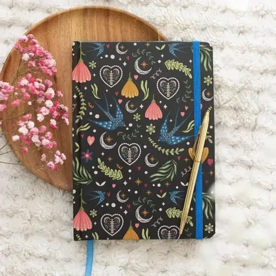 Papeterie bureau - Carnet A5 à imprimé Midnight Bloom - SOMETHING DIFFERENT WHOLESALE EUROPE BV