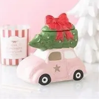 Decorative objects - Pink Car with Christmas Tree Oil Burner - SOMETHING DIFFERENT WHOLESALE EUROPE BV