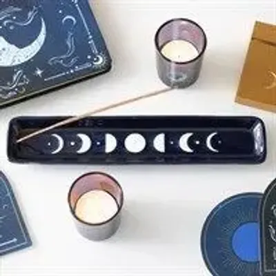 Decorative objects - Blue Moon Phase Ceramic Incense Ash Catcher - SOMETHING DIFFERENT WHOLESALE EUROPE BV