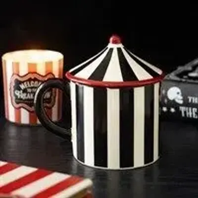 Decorative objects - Black Striped Circus Tent Mug - SOMETHING DIFFERENT WHOLESALE EUROPE BV