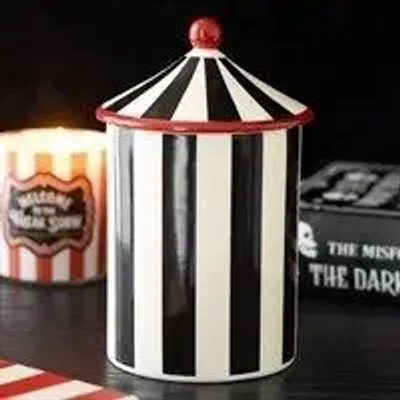 Decorative objects - Black Striped Circus Tent Storage Jar - SOMETHING DIFFERENT WHOLESALE EUROPE BV