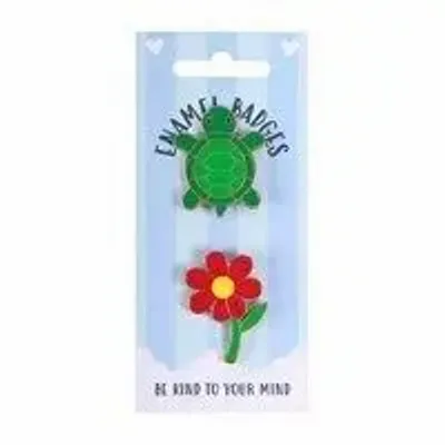 Decorative objects - Set of 2 Turtle and Flower Pin Badges - SOMETHING DIFFERENT WHOLESALE EUROPE BV