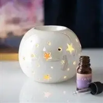 Decorative objects - White Iridescent Star Oil Burner and Wax Warmer - SOMETHING DIFFERENT WHOLESALE EUROPE BV
