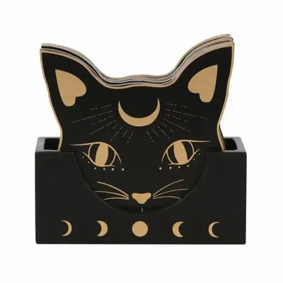 Placemats - Mystic Mog Cat Face Coaster Set - SOMETHING DIFFERENT WHOLESALE EUROPE BV