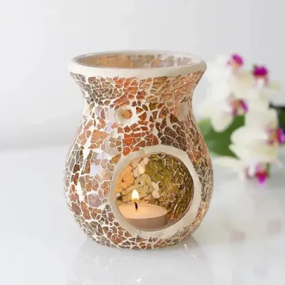 Scents - Small Brown Crackle Oil Burner and Wax Warmer - SOMETHING DIFFERENT WHOLESALE EUROPE BV