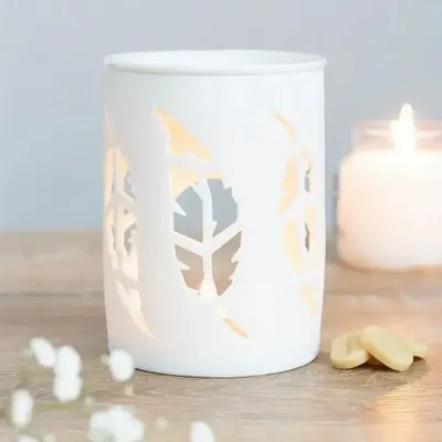 Scents - White Feather Cut Out Oil Burner - SOMETHING DIFFERENT WHOLESALE EUROPE BV