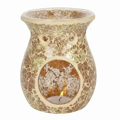 Senteurs - Grand brûleur à huile et chauffe-cire en verre craquelé doré - SOMETHING DIFFERENT WHOLESALE EUROPE BV