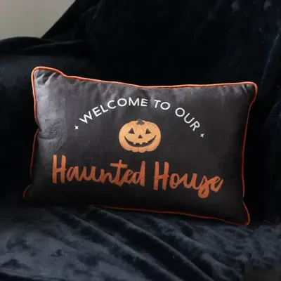 Cushions - 40cm Rectangular Haunted House Cushion - SOMETHING DIFFERENT WHOLESALE EUROPE BV