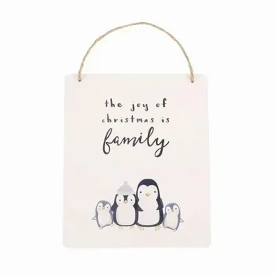 Panels - Joy of Christmas Penguin Family Hanging Sign - SOMETHING DIFFERENT WHOLESALE EUROPE BV