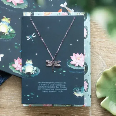 Jewelry - Dragonfly Necklace on Greeting Card - SOMETHING DIFFERENT WHOLESALE EUROPE BV