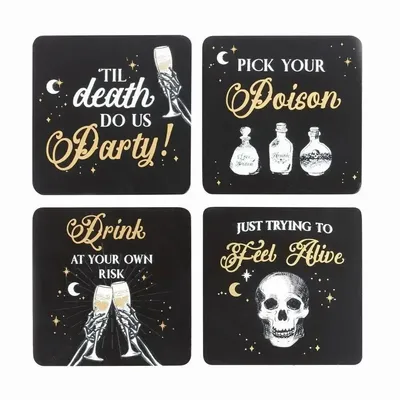 Placemats - Til Death Do Us Party Set Of 4 Coasters - SOMETHING DIFFERENT WHOLESALE EUROPE BV