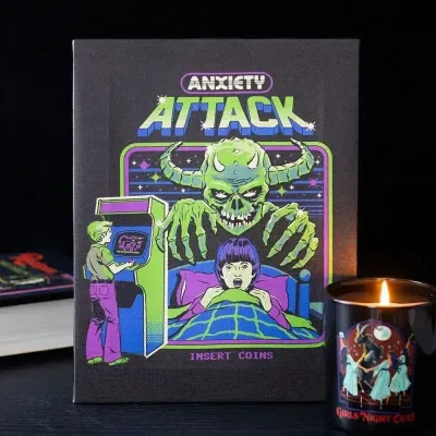 Decorative objects - 19x25cm Anxiety Attack Canvas Plaque by Steven Rhodes - SOMETHING DIFFERENT WHOLESALE EUROPE BV