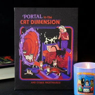 Decorative objects - 19x25cm The Cat Dimension Canvas Plaque by Steven Rhodes - SOMETHING DIFFERENT WHOLESALE EUROPE BV