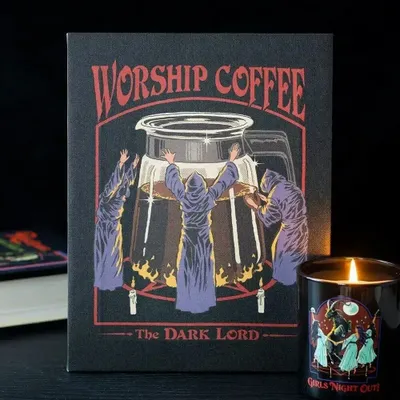 Objets de décoration - Plaque en toile « Worming Coffee » (19 x 25 cm) de Steven Rhodes - SOMETHING DIFFERENT WHOLESALE EUROPE BV