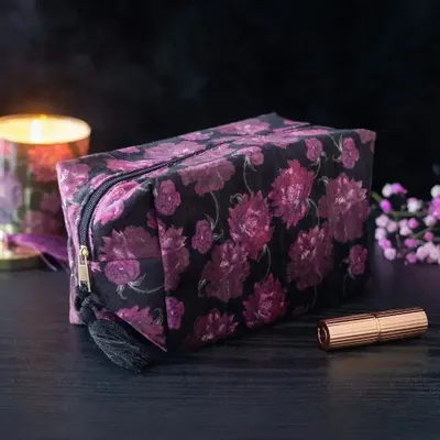 Clutches - Dark Romance Floral Print Makeup Bag - SOMETHING DIFFERENT WHOLESALE EUROPE BV