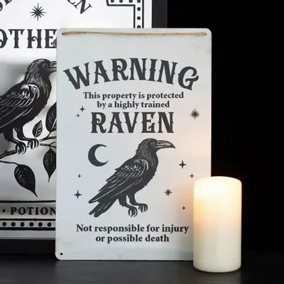 Panels - Protected by a Raven Hanging Sign - SOMETHING DIFFERENT WHOLESALE EUROPE BV