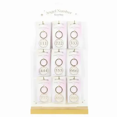 Decorative objects - Set of 36 Angel Number Keyrings on Display - SOMETHING DIFFERENT WHOLESALE EUROPE BV