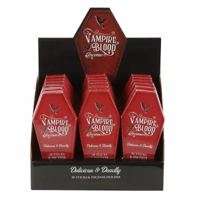 Parfums d'intérieur - Lot de 18 bâtonnets d'encens « Sang de vampire » avec support en forme de cercueil - SOMETHING DIFFERENT WHOLESALE EUROPE BV