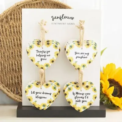 Panneaux séparateurs - Ensemble de 24 panneaux décoratifs en forme de cœur avec tournesol, exposés - SOMETHING DIFFERENT WHOLESALE EUROPE BV