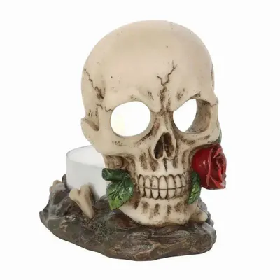 Candlesticks and candle holders - Skull Rose Tealight Holder - SOMETHING DIFFERENT WHOLESALE EUROPE BV