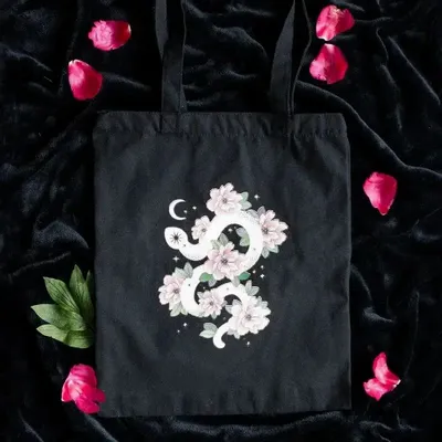 Bags and backpacks - Floral Snake Polycotton Tote Bag - SOMETHING DIFFERENT WHOLESALE EUROPE BV