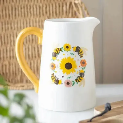Vases - Pichet en céramique abeille et tournesol - SOMETHING DIFFERENT WHOLESALE EUROPE BV