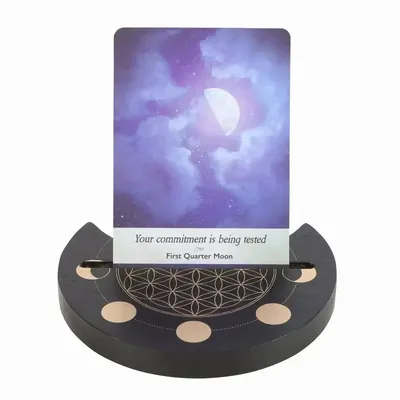 Ornaments - Black Flower of Life Crescent Moon Tarot Card Stand - SOMETHING DIFFERENT WHOLESALE EUROPE BV