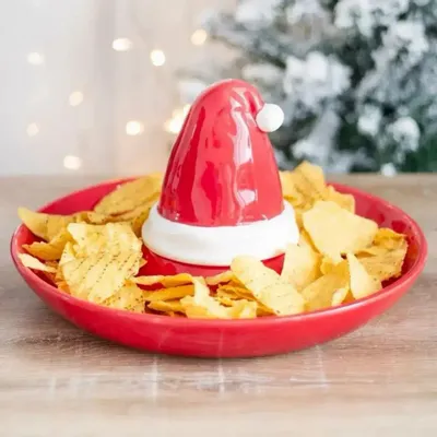 Sets de table - Plat de service à chips et trempette en forme de chapeau de Père Noël rouge - SOMETHING DIFFERENT WHOLESALE EUROPE BV