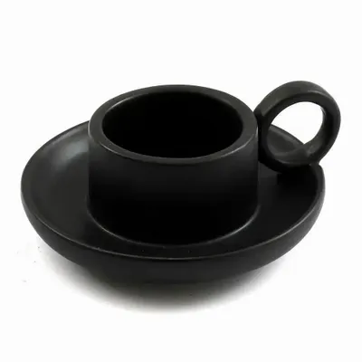 Bougeoirs et photophores  - Porte-bougie chauffe-plat en grès noir - SOMETHING DIFFERENT WHOLESALE EUROPE BV