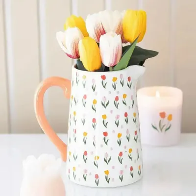 Vases - Pichet en céramique à motif tulipe - SOMETHING DIFFERENT WHOLESALE EUROPE BV