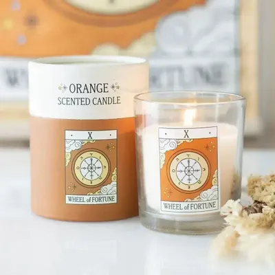 Candles - The Wheel of Fortune Vintage Tarot Orange Candle - SOMETHING DIFFERENT WHOLESALE EUROPE BV