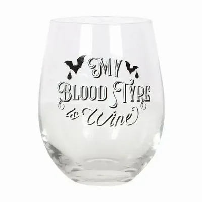 Verres - Mon groupe sanguin est le vin. Verre à vin sans pied. - SOMETHING DIFFERENT WHOLESALE EUROPE BV