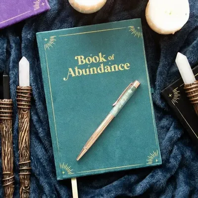 Papeterie bureau - Journal de l'Abondance avec stylo en cristal d'aventurine verte - SOMETHING DIFFERENT WHOLESALE EUROPE BV