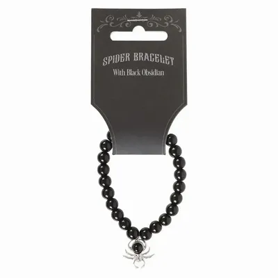 Jewelry - Spider Black Obsidian Beaded Bracelet - SOMETHING DIFFERENT WHOLESALE EUROPE BV