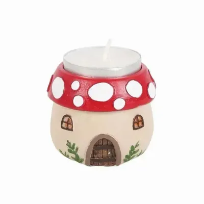Bougeoirs et photophores  - Porte-bougie chauffe-plat en résine en forme de maison de champignon - SOMETHING DIFFERENT WHOLESALE EUROPE BV