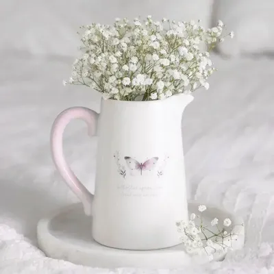 Vases - Pichet à fleurs en céramique à motif papillon blanc - SOMETHING DIFFERENT WHOLESALE EUROPE BV